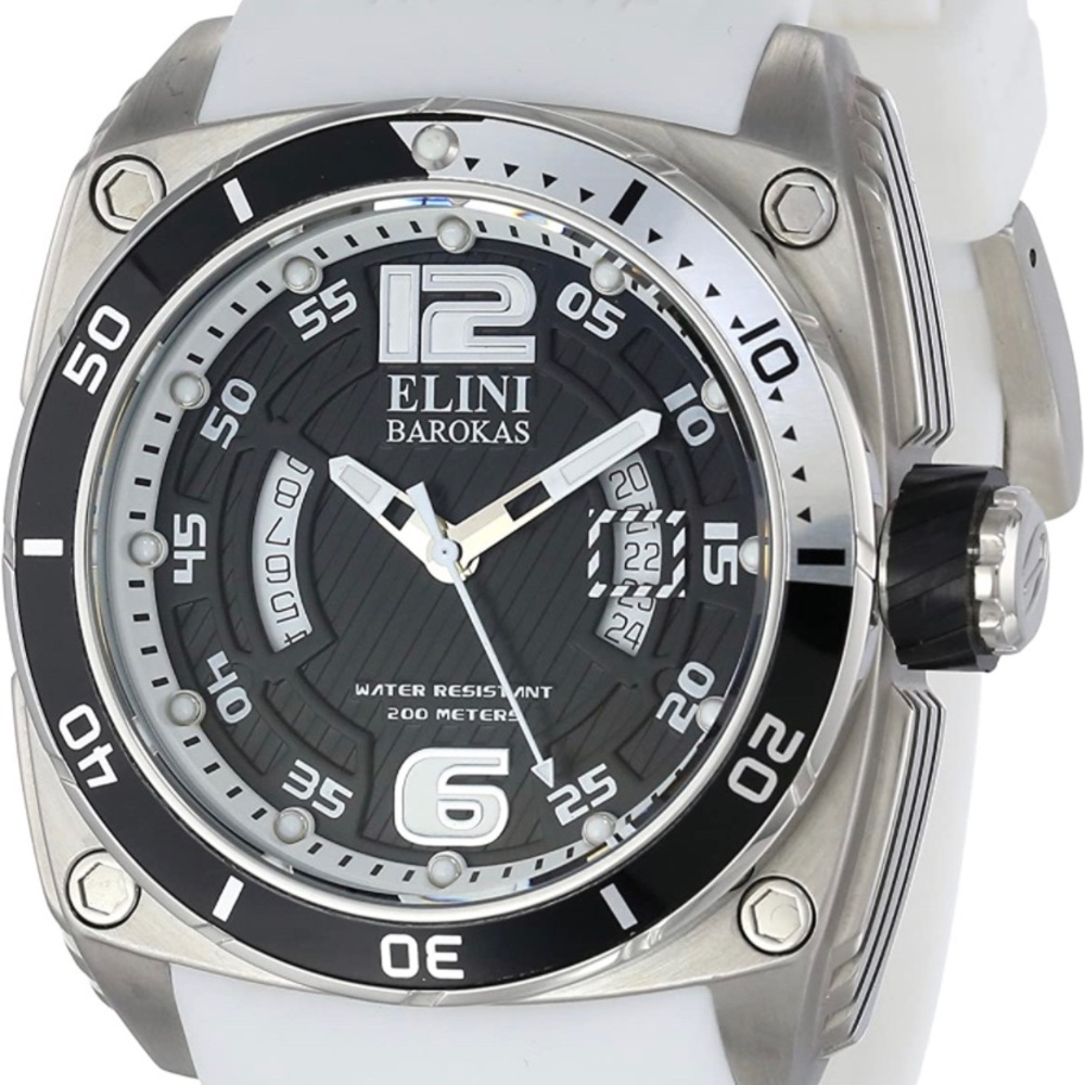 Elini Barokas Men's Commander Analog Display Swiss Quartz White Watch